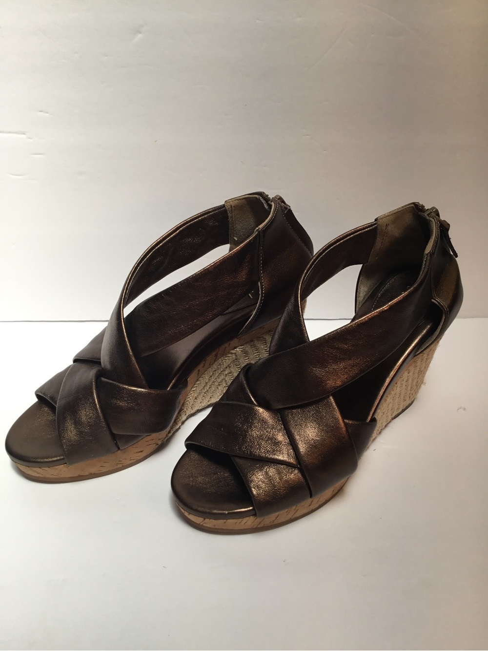 Cole Haan Bronze Metallic Wedge Sandals